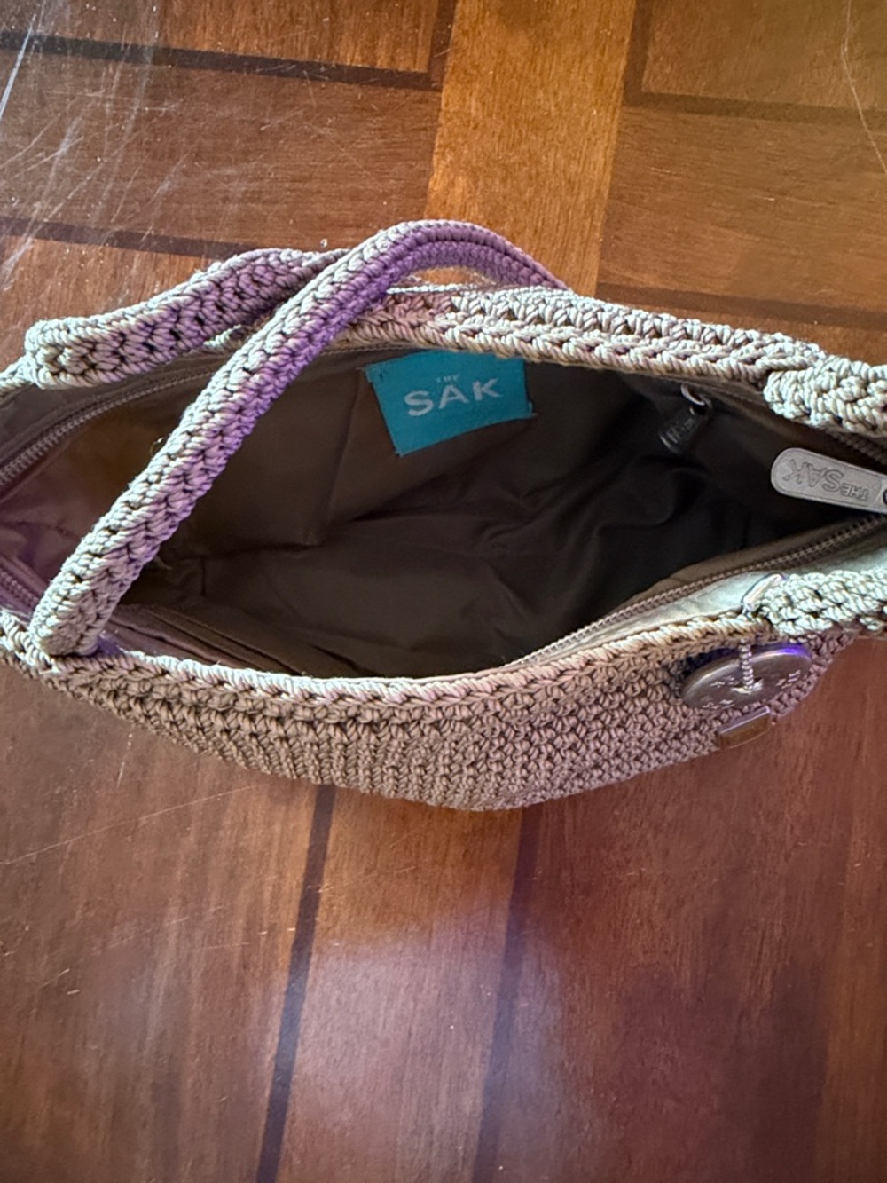 SAK crochet hand bag in Dark Beige - Picture 2 of 3